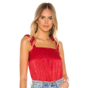 SUPERDOWN Andrea Tie Strap Bodysuit in Red